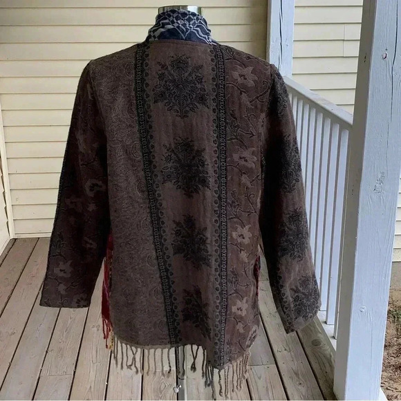 Soft Surroundings Juliette Fringe Kimono Size XS 100% Wool Mixed Media Boho - Picture 4 of 11